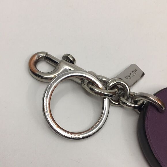 Coach F87112 Embellished C ‘C’ Bag Charm Key Ring Purple Leather Jeweled Silver - Picture 5 of 16